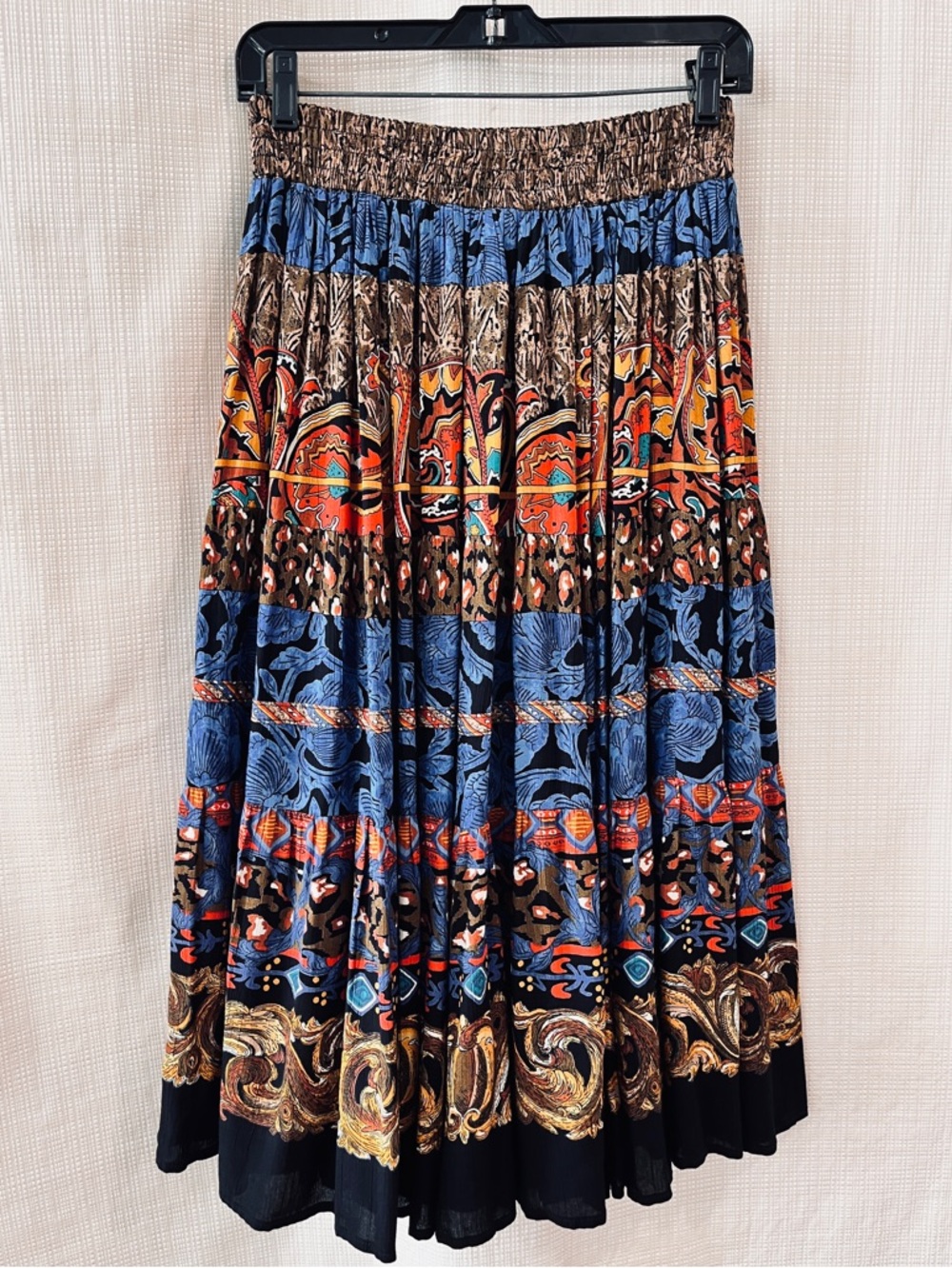 Vintage 90s Carole Little Boho Whimsigoth Tiered Skirt Patchwork Baroque Funky - Picture 7 of 15